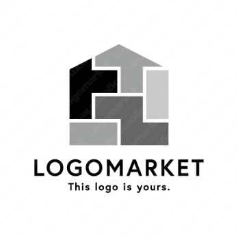 家とブロックと想像のロゴ