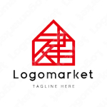 建と家と家紋のロゴ