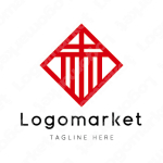 赤と家紋と文字紋のロゴ