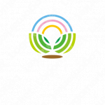 虹と新芽と幸せのロゴ
