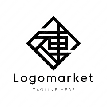 運と家紋と文字紋のロゴ