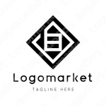 白と家紋と文字紋のロゴ