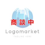 街と都市と球体のロゴ