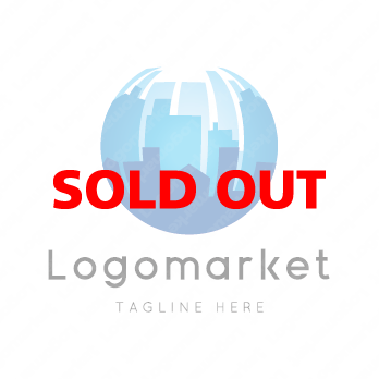 街と都市と球体のロゴ