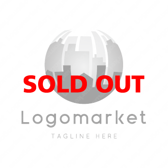 街と都市と球体のロゴ