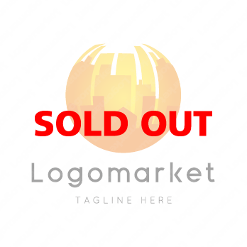 街と都市と球体のロゴ