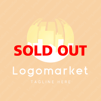 街と都市と球体のロゴ