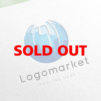 街と都市と球体のロゴ