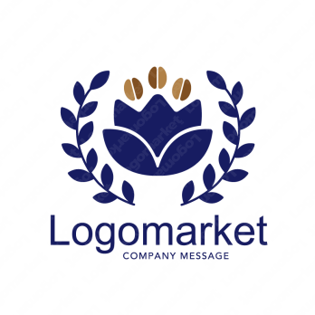 コーヒーとチューリップとナチュラルのロゴ