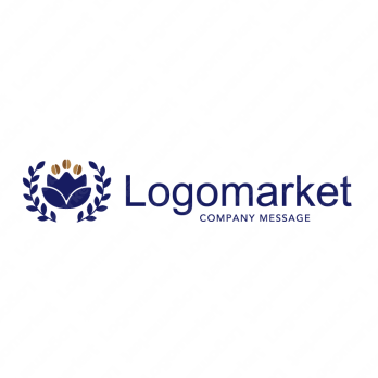 コーヒーとチューリップとナチュラルのロゴ