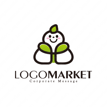 双葉と植物とキャラクターのロゴ