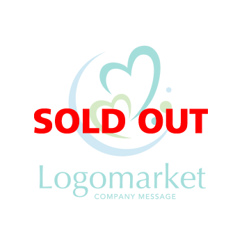 ハートと寄り添うと愛情のロゴ