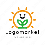 太陽と双葉と笑顔のロゴ