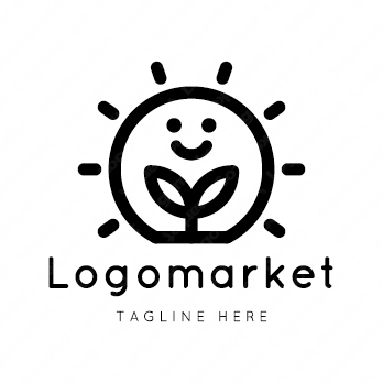 太陽と双葉と笑顔のロゴ