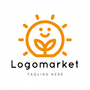 太陽と双葉と笑顔のロゴ