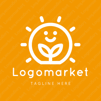 太陽と双葉と笑顔のロゴ