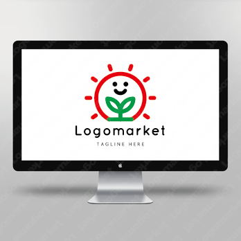 太陽と双葉と笑顔のロゴ