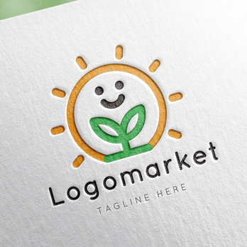 太陽と双葉と笑顔のロゴ