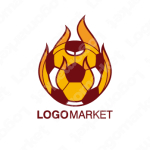 ボールと炎とフットボールのロゴ