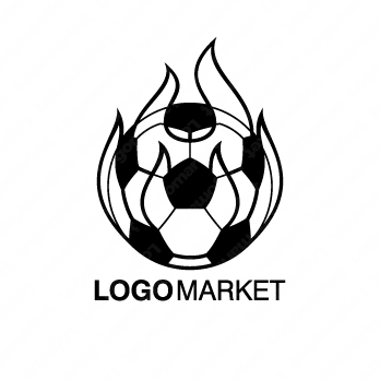 ボールと炎とフットボールのロゴ