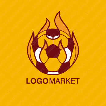 ボールと炎とフットボールのロゴ