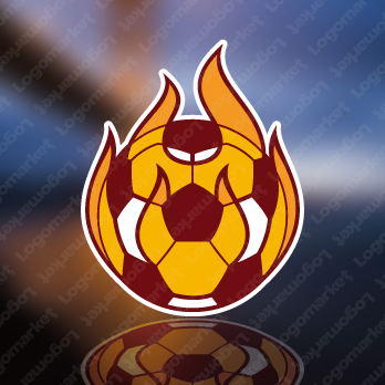 ボールと炎とフットボールのロゴ