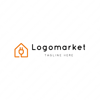 電気と電源プラグと家のロゴ