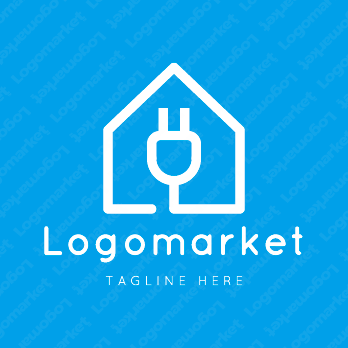 電気と電源プラグと家のロゴ