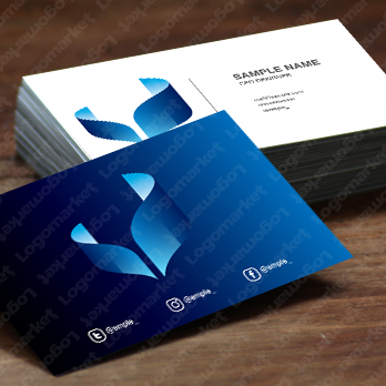 クジラと尾とグラデーションのロゴ