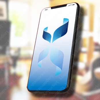 クジラと尾とグラデーションのロゴ