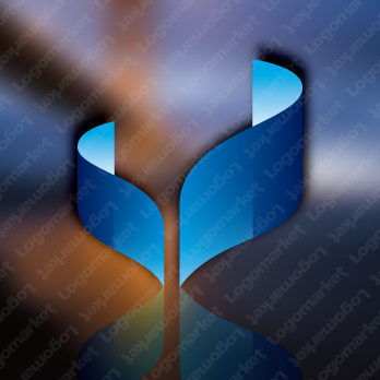 クジラと尾とグラデーションのロゴ