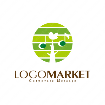 木と音符と小鳥のロゴ