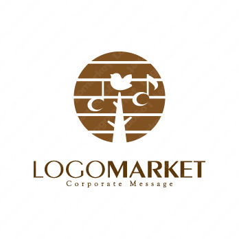 木と音符と小鳥のロゴ