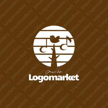 木と音符と小鳥のロゴ