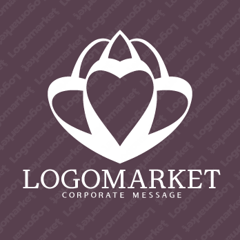 ハートと充足と満足のロゴ