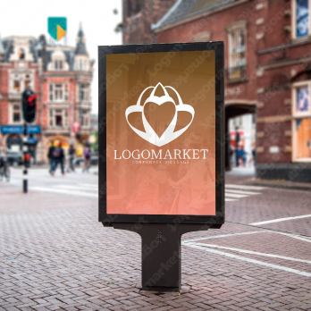 ハートと充足と満足のロゴ