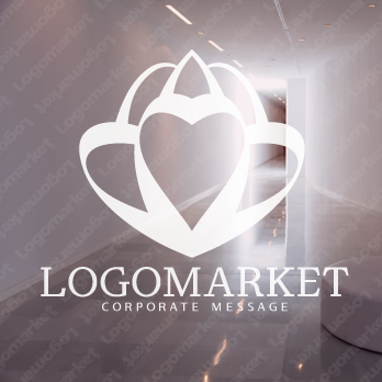ハートと充足と満足のロゴ