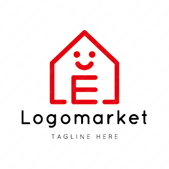 Eと家と笑顔のロゴ