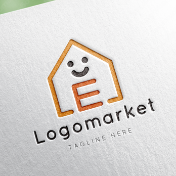 Eと家と笑顔のロゴ