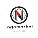 Nと方位磁石とコンパスのロゴ
