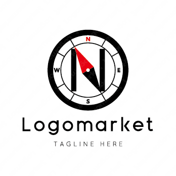 Nと方位磁石とコンパスのロゴ