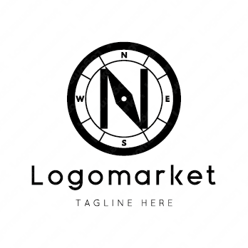 Nと方位磁石とコンパスのロゴ