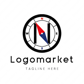 Nと方位磁石とコンパスのロゴ
