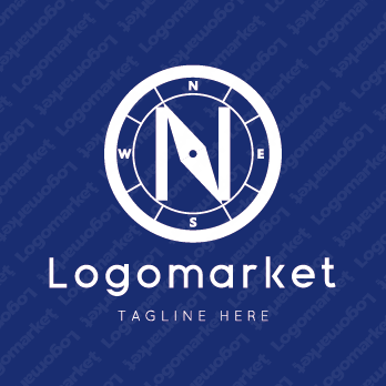 Nと方位磁石とコンパスのロゴ