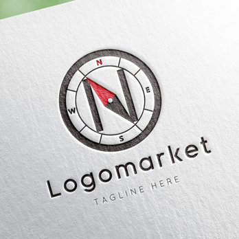 Nと方位磁石とコンパスのロゴ