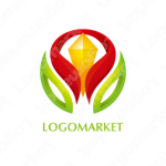 花と立体と未来のロゴ