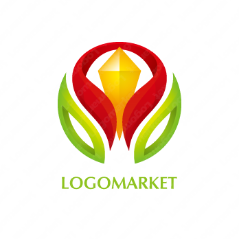 花と立体と未来のロゴ