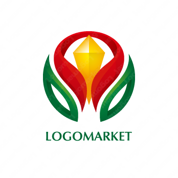 花と立体と未来のロゴ