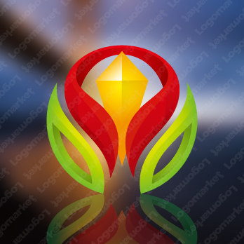 花と立体と未来のロゴ