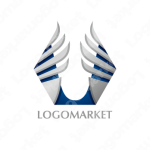 六角形と翼と羽根のロゴ